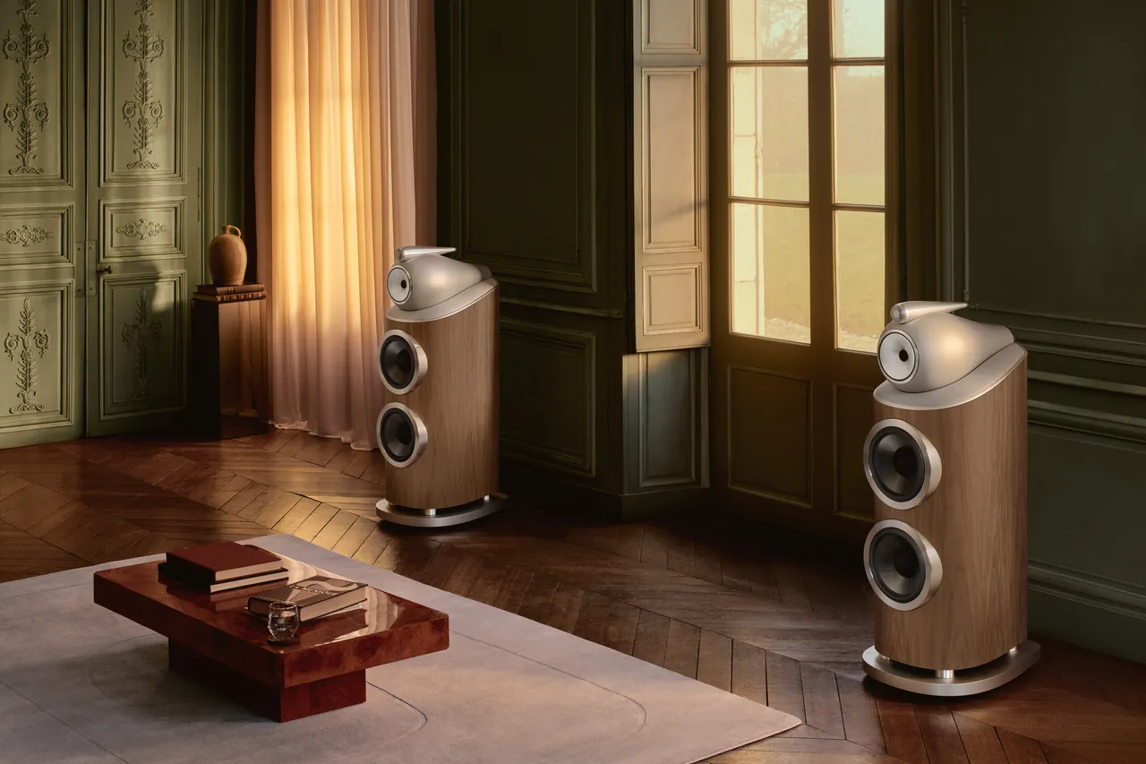 Enceintes colonnes Bowers & Wilkins 801 D5 dans un salon