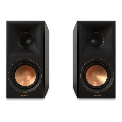 Enceinte bibliothèque Klipsch RP-500M II finition Noyer, 2 voies avec tweeter Tractrix et woofer Cerametallic de 13,3 cm, offrant un son précis et immersif pour home cinéma et écoute Hi-Fi.