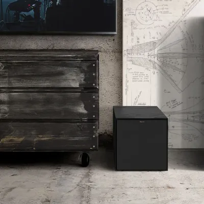 Vue arrière avec entrée RCA et réglages du Klipsch R-101SW