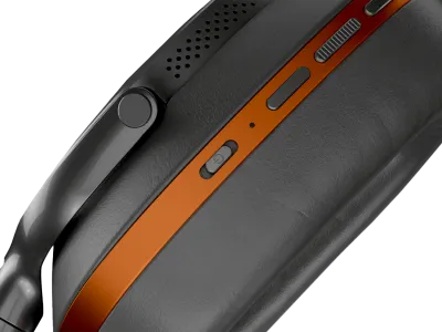 Casque Bowers & Wilkins Px8 McLaren Edition Galvanic Grey & Papaya détailles