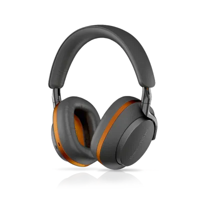 Casque Bowers & Wilkins Px8 McLaren Edition Galvanic Grey & Papaya vue latérale