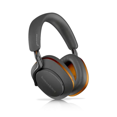 Casque Bowers & Wilkins Px8 McLaren Edition Galvanic Grey & Papaya vue de face