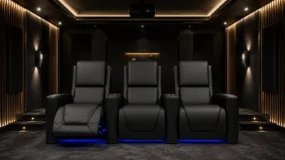 Fauteuils cinéma Lumeo Alya installés dans une salle home cinéma