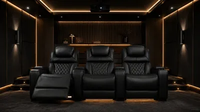 Fauteuils cinéma Lumeo Tania installés dans une salle home cinéma