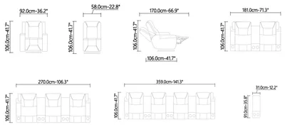 Schéma coté du fauteuil cinéma Lumeo Atria