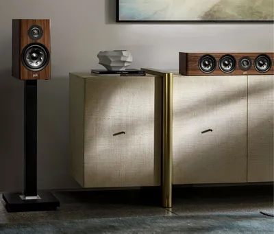Polk Reserve R200 finition noyer brun, en situation