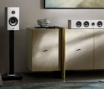 Polk Reserve R350 finition blanc, en situation