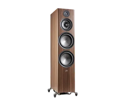 Polk Reserve R700 finition noyer brun, trois-quarts droit