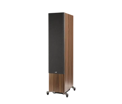 Polk Reserve R700 finition noyer brun, trois-quarts gauche avec grille