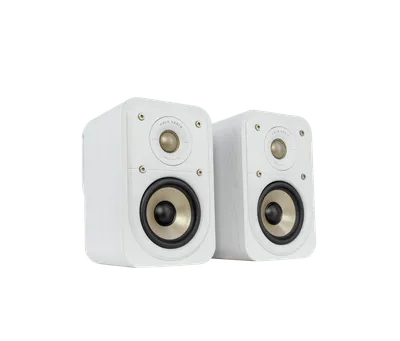Polk Signature Elite ES10 finition blanc, trois-quarts droit avec grille