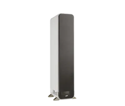 Polk Signature Elite ES55 finition blanc, trois-quarts droit avec grille