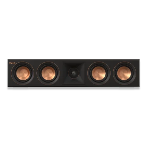 Enceinte centrale Klipsch RP-404C II finition noire, 4 haut-parleurs Cerametallic 10,16 cm, tweeter à pavillon Tractrix, idéale pour home cinéma