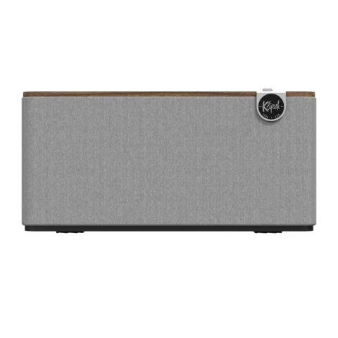 Enceinte active Bluetooth Klipsch The Three Plus Walnut pour salon ou bureau, 120 W, 2.1, USB-C audio, phono pré-amplifié et mode chaînage multiroom.