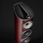Enceinte colonne Bowers & Wilkins 804 D4 Satin Rosenut vue de haut du coffret et du haut-parleur