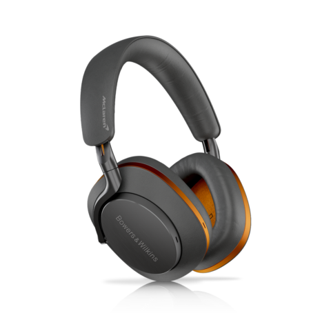 Casque Bowers & Wilkins Px8 McLaren Edition Galvanic Grey & Papaya vue de face